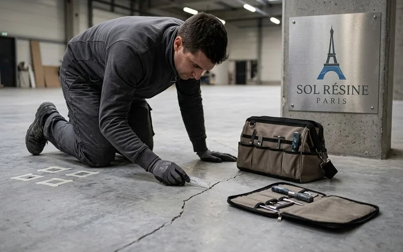 Inspection d'une microfissure dans le béton avant pose résine